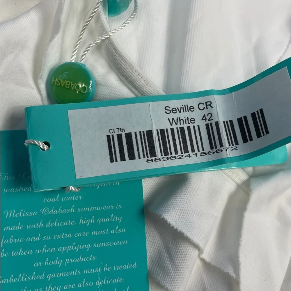 NWT Melissa Odabash Seville V Neck Ruffle One Piece Swimsuit White Sz 6